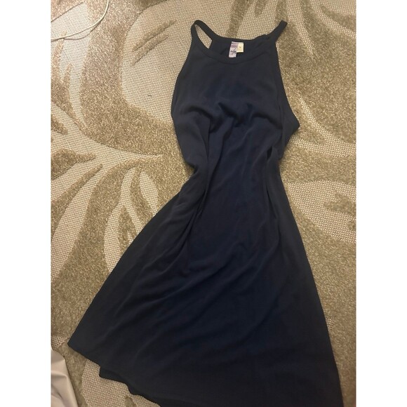 Navy Blue High Neck Francesca’s A-line Mini Dress - Picture 2 of 3